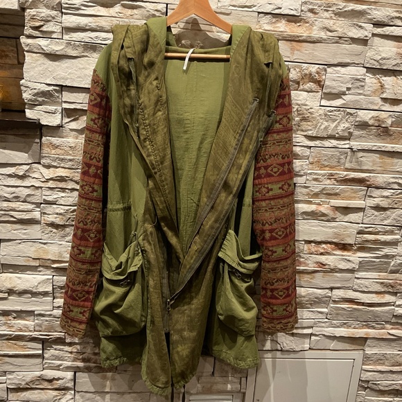 Free people Mixed Media Tapestry Jacket, , Green/ Brown, Size L - Picture 8 of 11